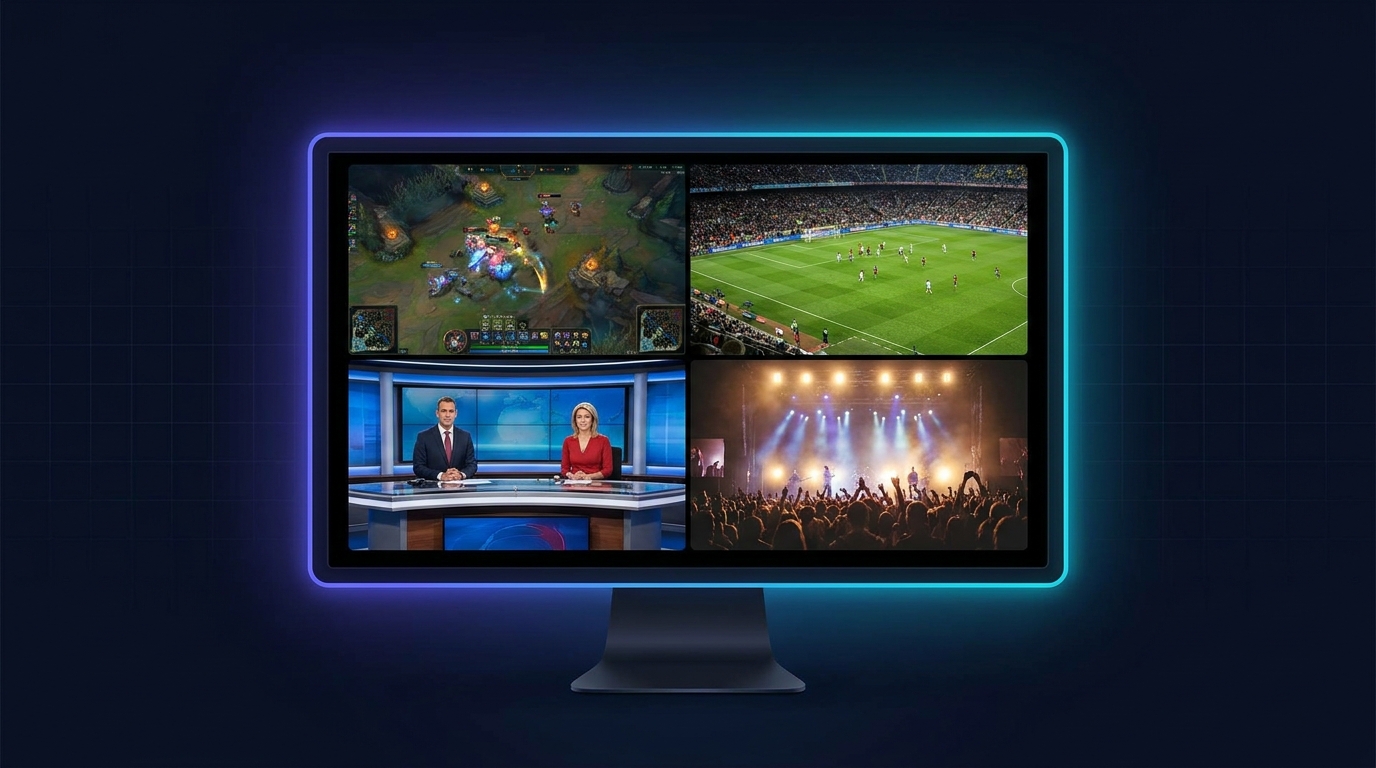 ViewGrid multi-stream viewer showing four live streams in a grid